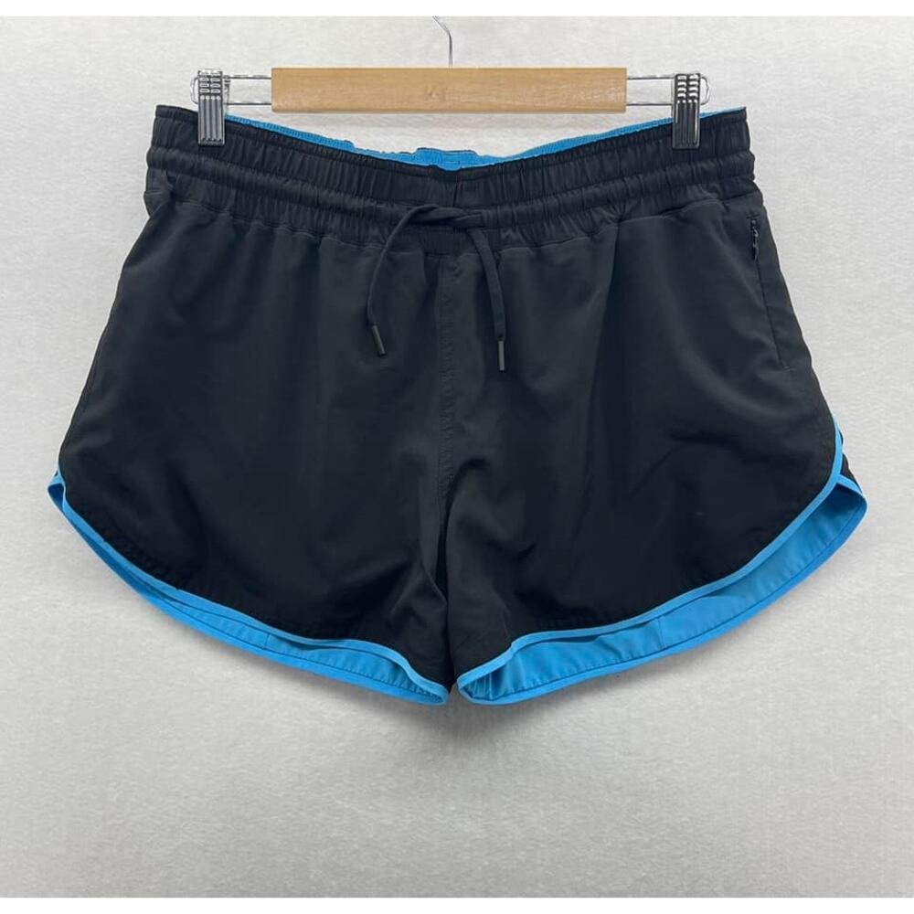 Zyia Active Flip It Reversible Black/Blue Athletic Shorts Womens‎ Large 3" Run
